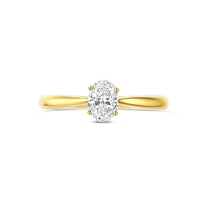 14k Geelgouden ring met lab grown diamant – ovaal 0.50ct