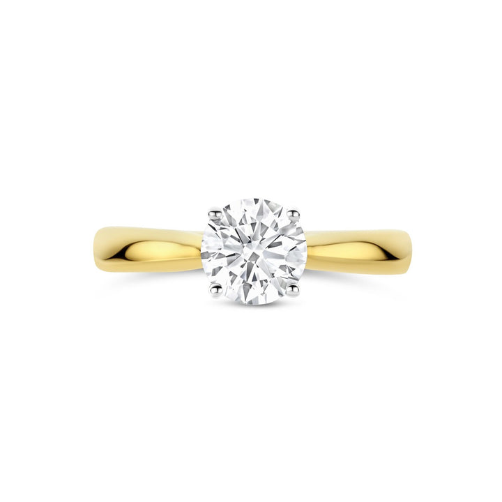 14k Bicolor dames ring met 1.00 ct lab grown diamant – inclusief certificaat