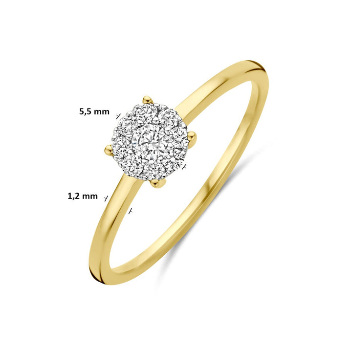 14k bicolor gouden ring met diamant 0.19ct