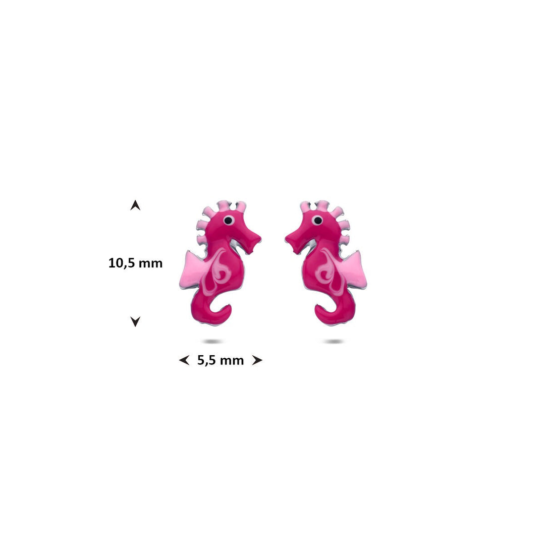 Gerhodineerd zilveren kinder oorknoppen zeepaardje