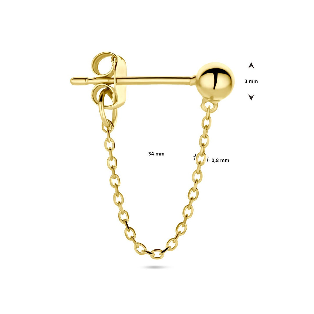 ear stud ball per piece 14K yellow gold