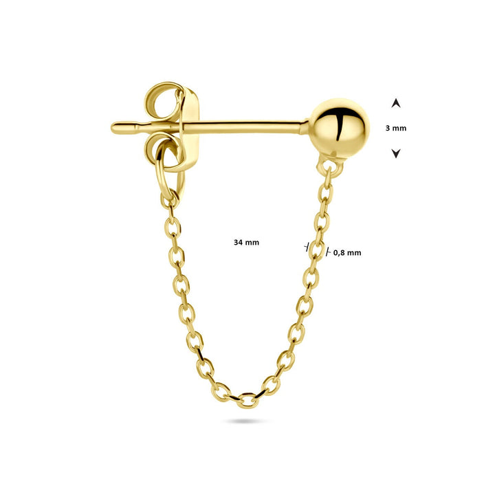 ear stud ball per piece 14K yellow gold