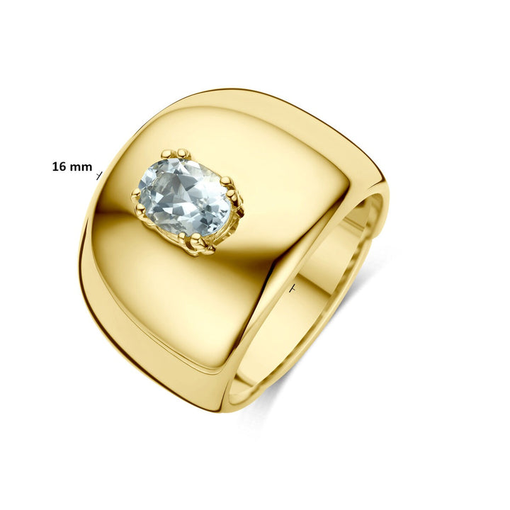 14k geelgouden ring met aquamarijn