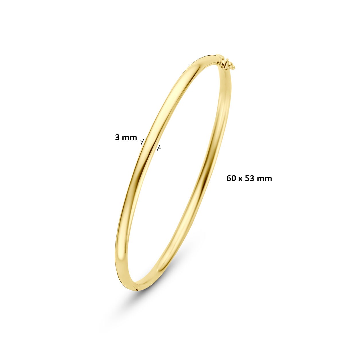 9k Geelgouden bangle armband met zilveren kern