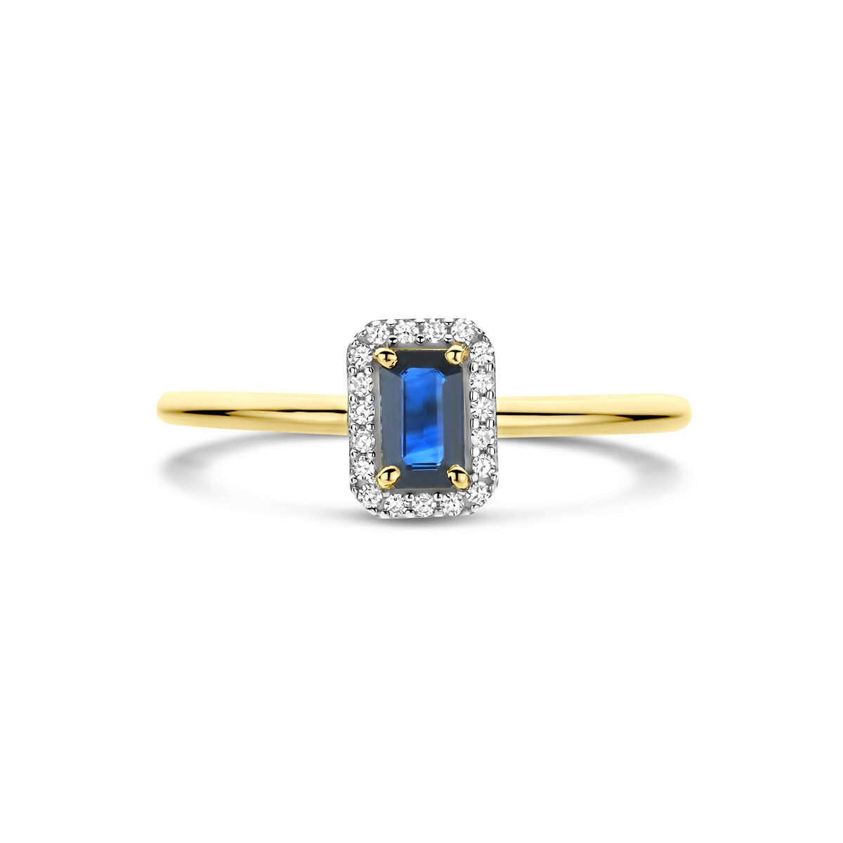 Gouden ring met saffier en diamant – 14k
