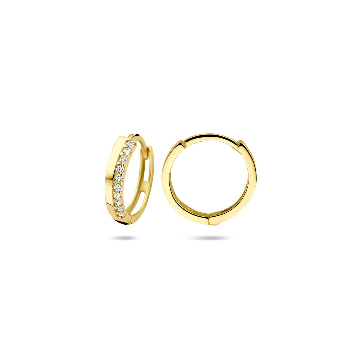 Gouden klapoorringen met zirkonia – 9k geelgoudkleurig