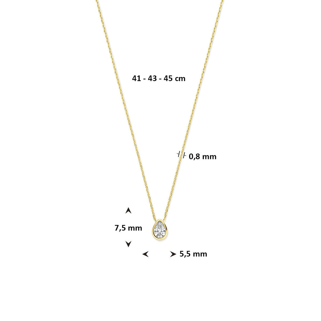 14k Geelgouden collier met zirkonia