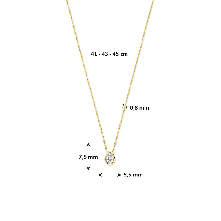 14k Geelgouden collier met zirkonia