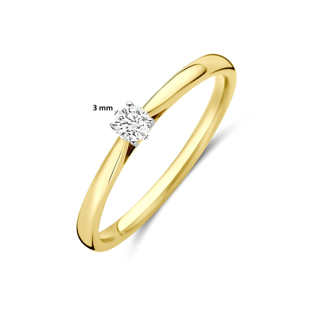 14k Bicolor geel- en witgouden ring met 0.10ct lab grown diamant