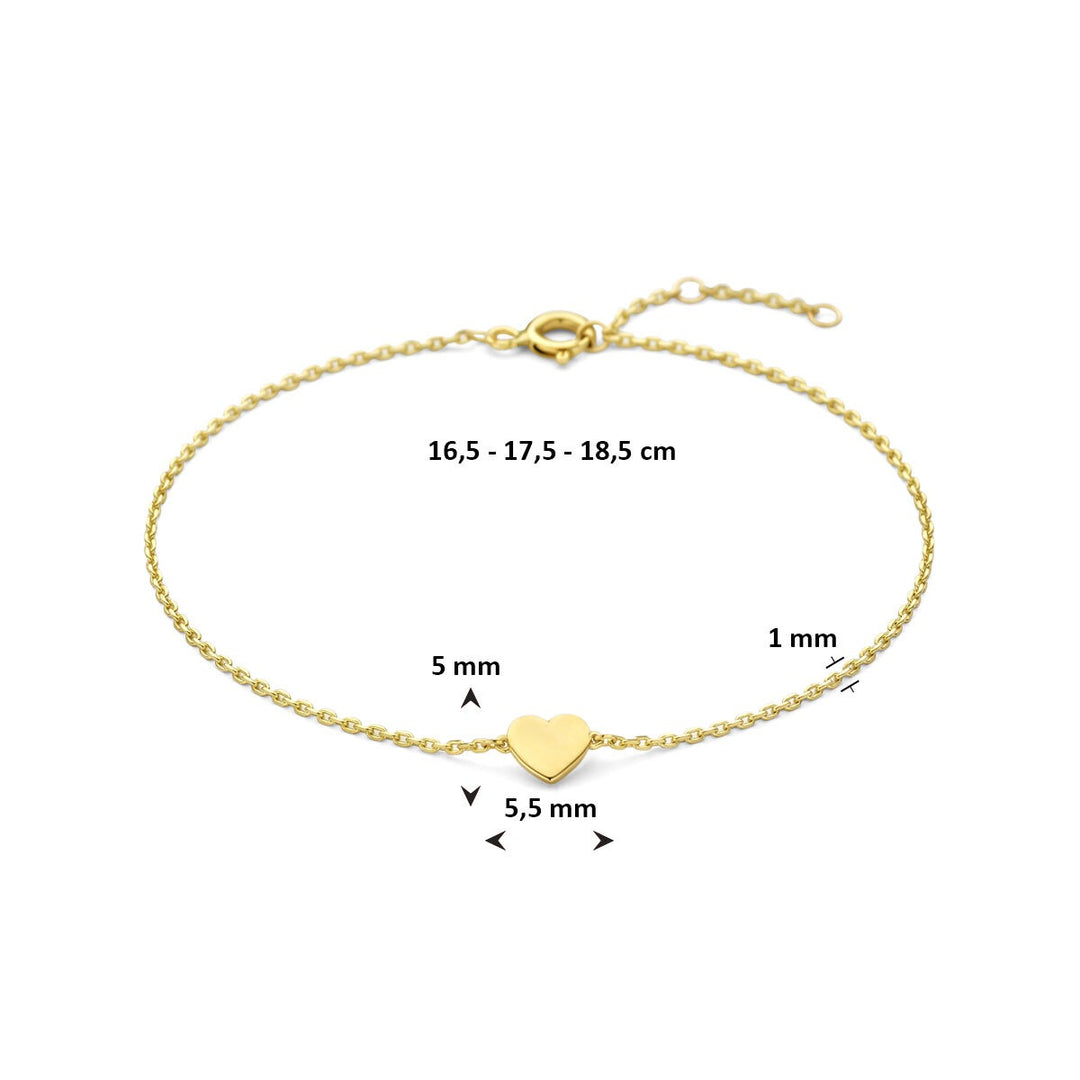 14k Geelgouden dames armband met hartje