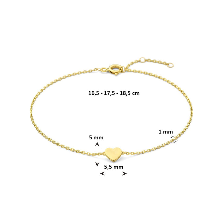 14k Geelgouden dames armband met hartje
