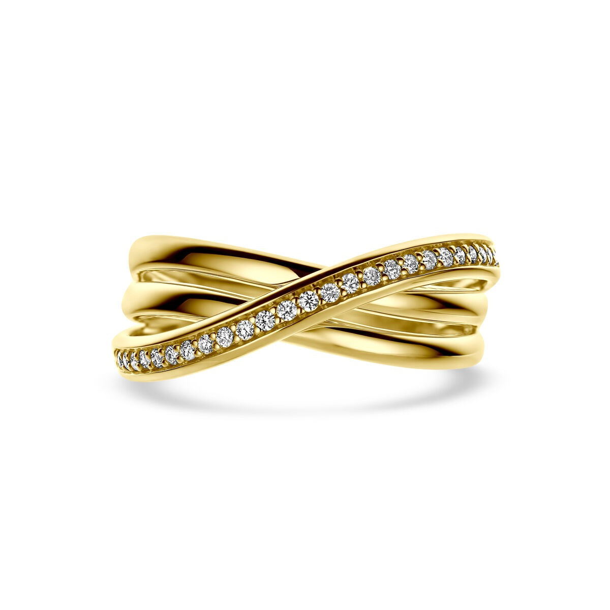 14k Geelgouden Alliance Ring met Diamant 0,16 ct
