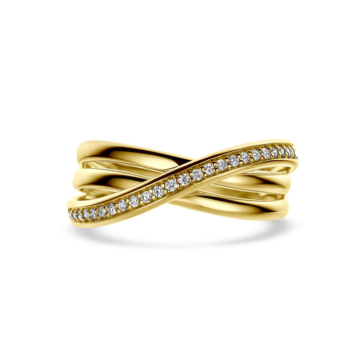 14k Geelgouden Alliance Ring met Diamant 0,16 ct