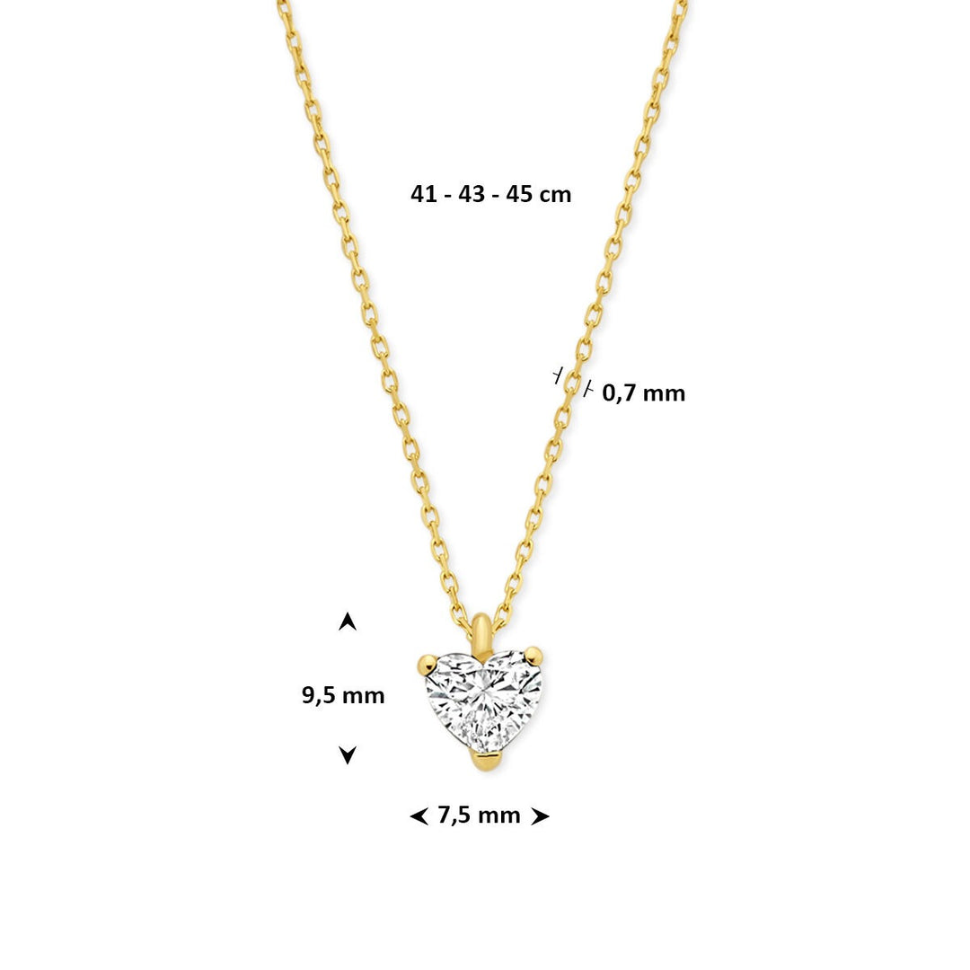 14k Geelgouden ketting met hartvormige lab grown diamant 1.00ct