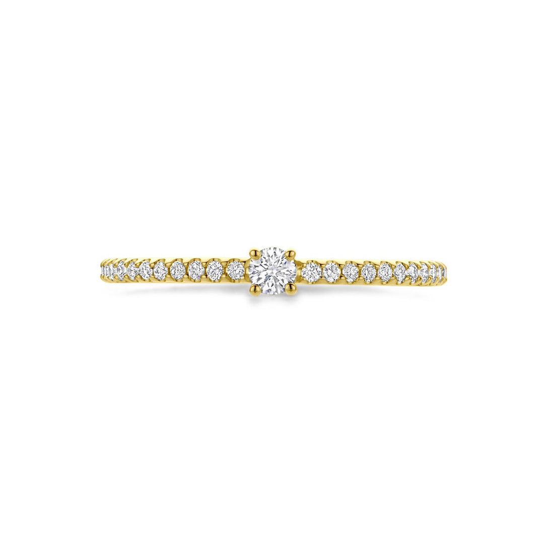 14k Geelgouden damesring met diamant – solitaire zetting