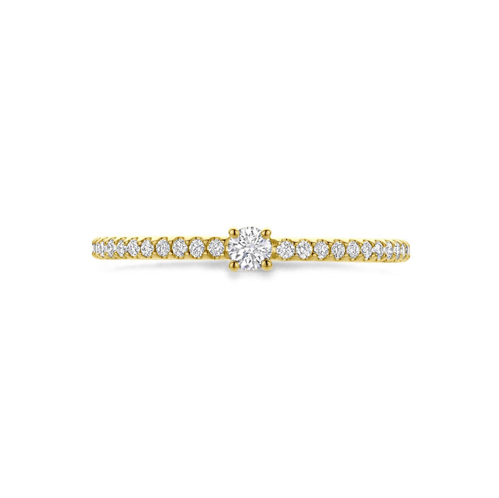 14k Geelgouden damesring met diamant – solitaire zetting