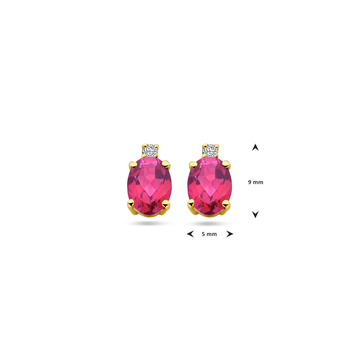 ear studs pink topaz and diamond 0.04ct (2x 0.02ct) h si 14K yellow gold