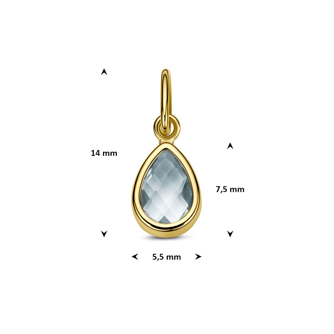 14k Geelgouden hanger met blauwe topaas