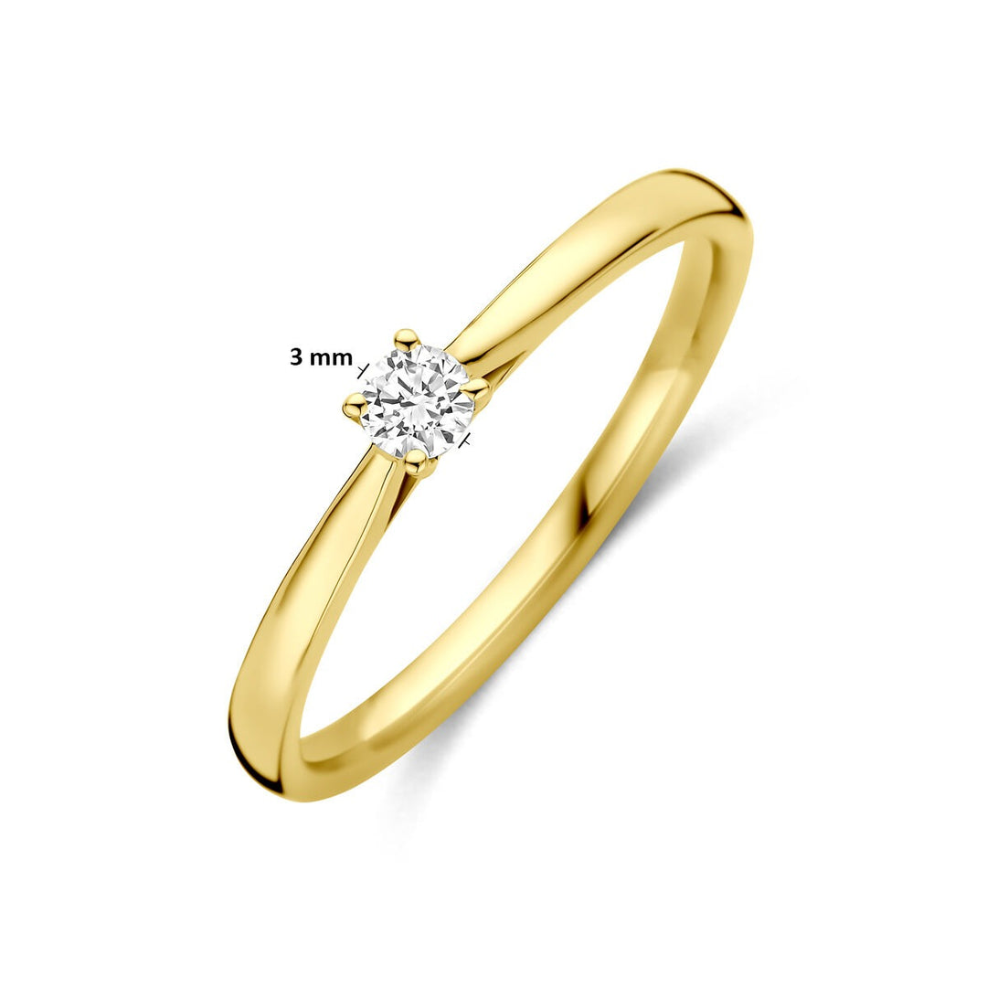14k Geelgouden ring met 0.10ct lab grown diamant