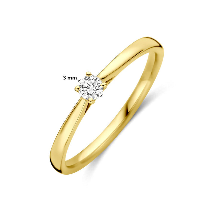 14k Geelgouden ring met 0.10ct lab grown diamant