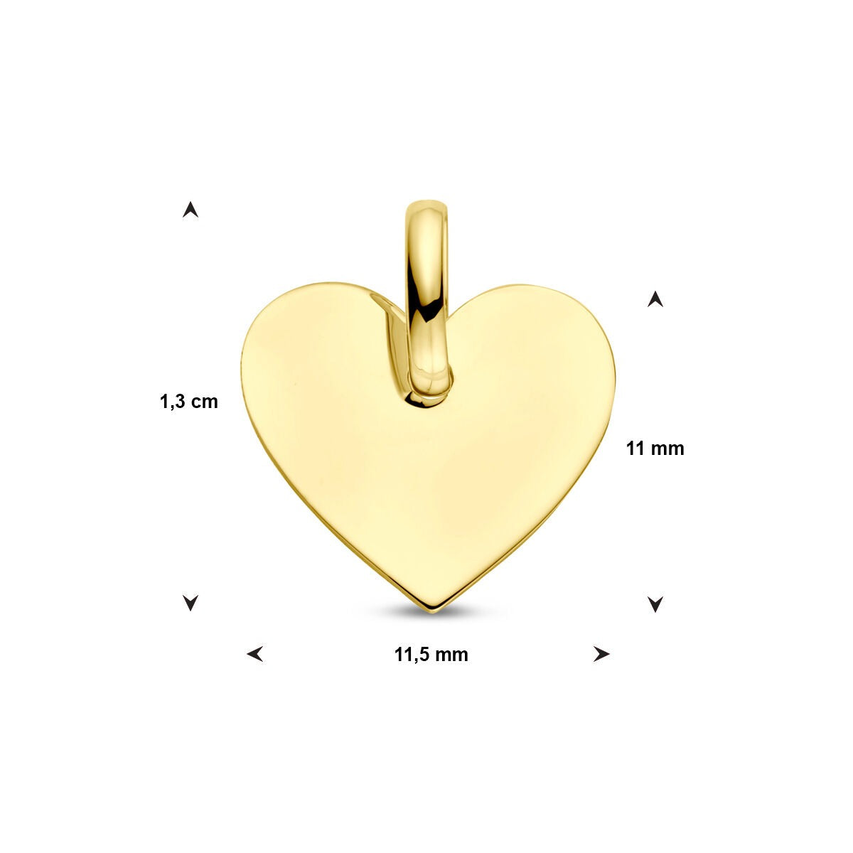 Geelgoudkleurige graveerhanger hart – 9k