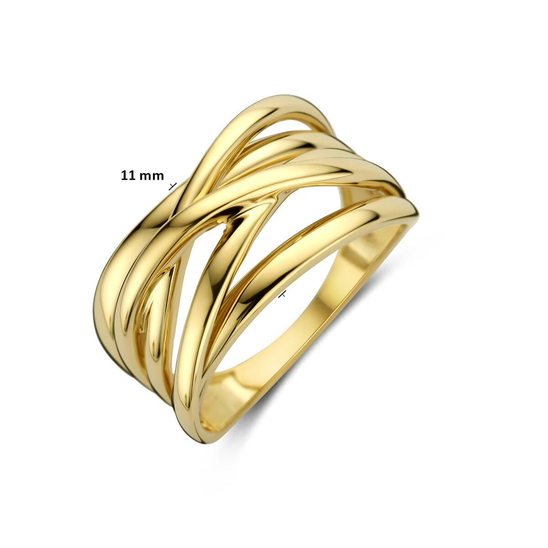 14k Geelgouden dames ring met brede band van 11 mm