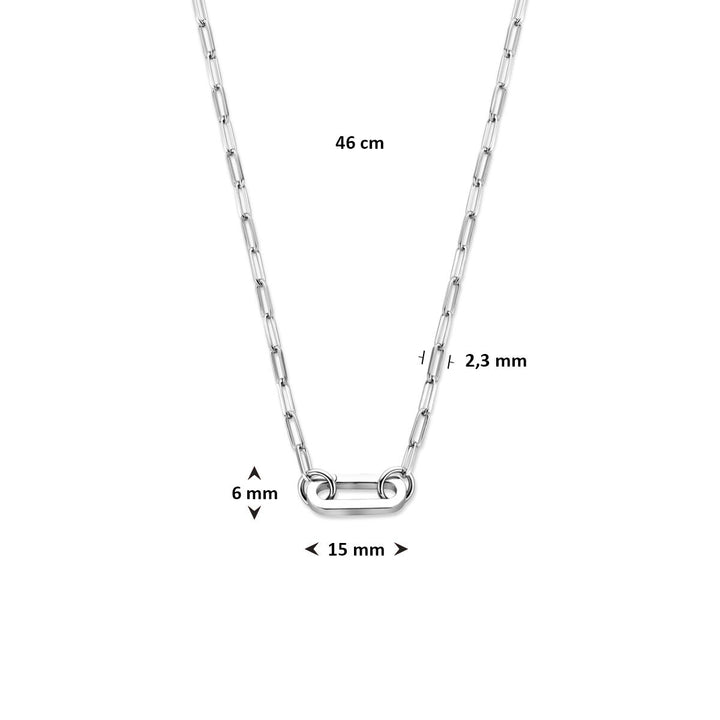 Zilveren paperclip ketting met connector – gerhodineerd 925 zilver
