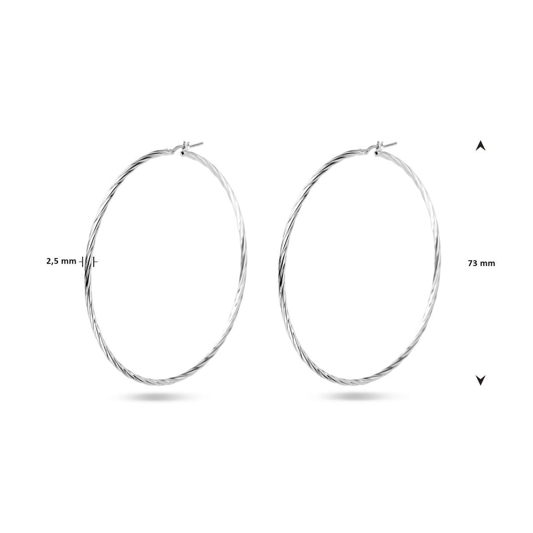 earrings twisted tube 2.5 mm silver rhodium plated