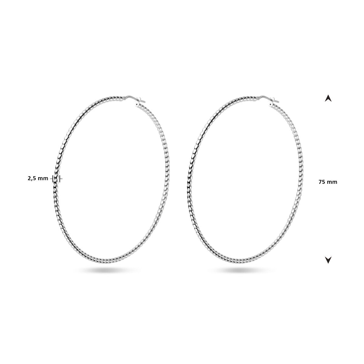 earrings 2.5 mm silver rhodium plated