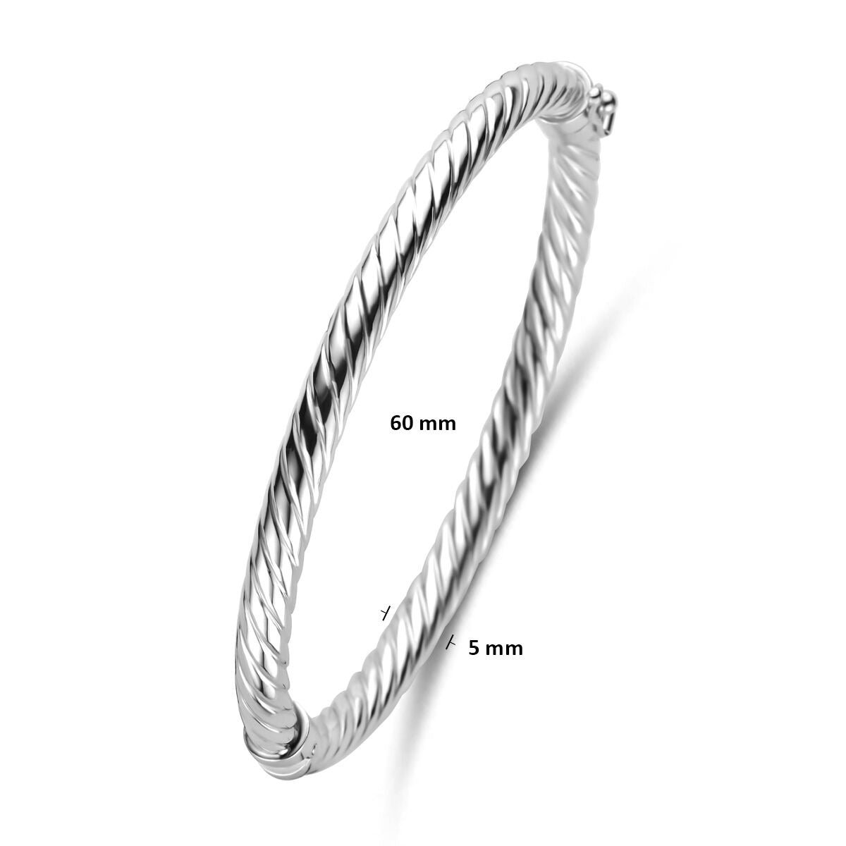 Zilveren Bangle armband dames – gerhodineerd