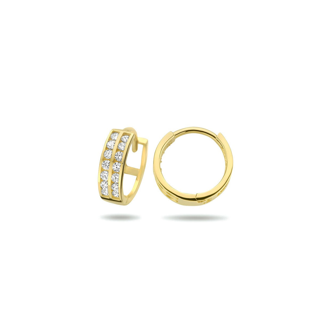 Gouden klapoorringen met zirkonia – 9k geelgoudkleurig