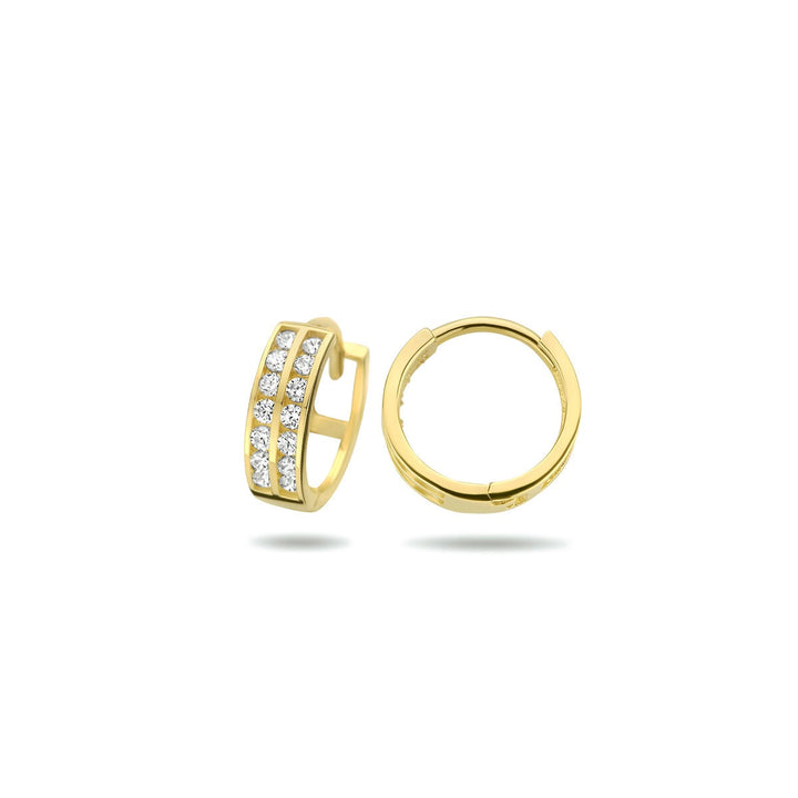 Gouden klapoorringen met zirkonia – 9k geelgoudkleurig