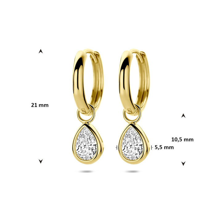 Gouden oorringen met zirkonia – 9k geelgoudkleurig