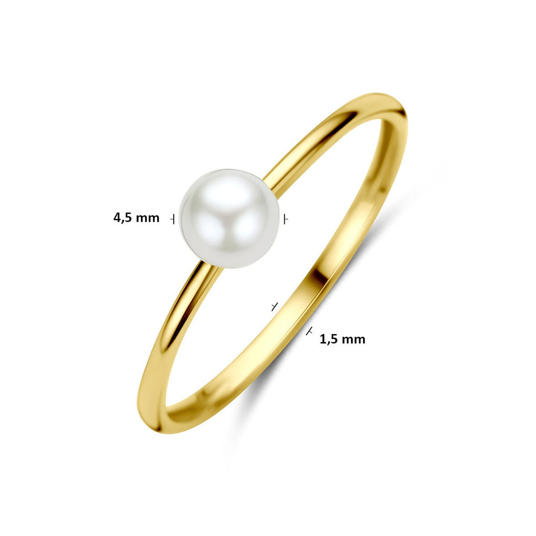 14k Geelgouden ring met parel