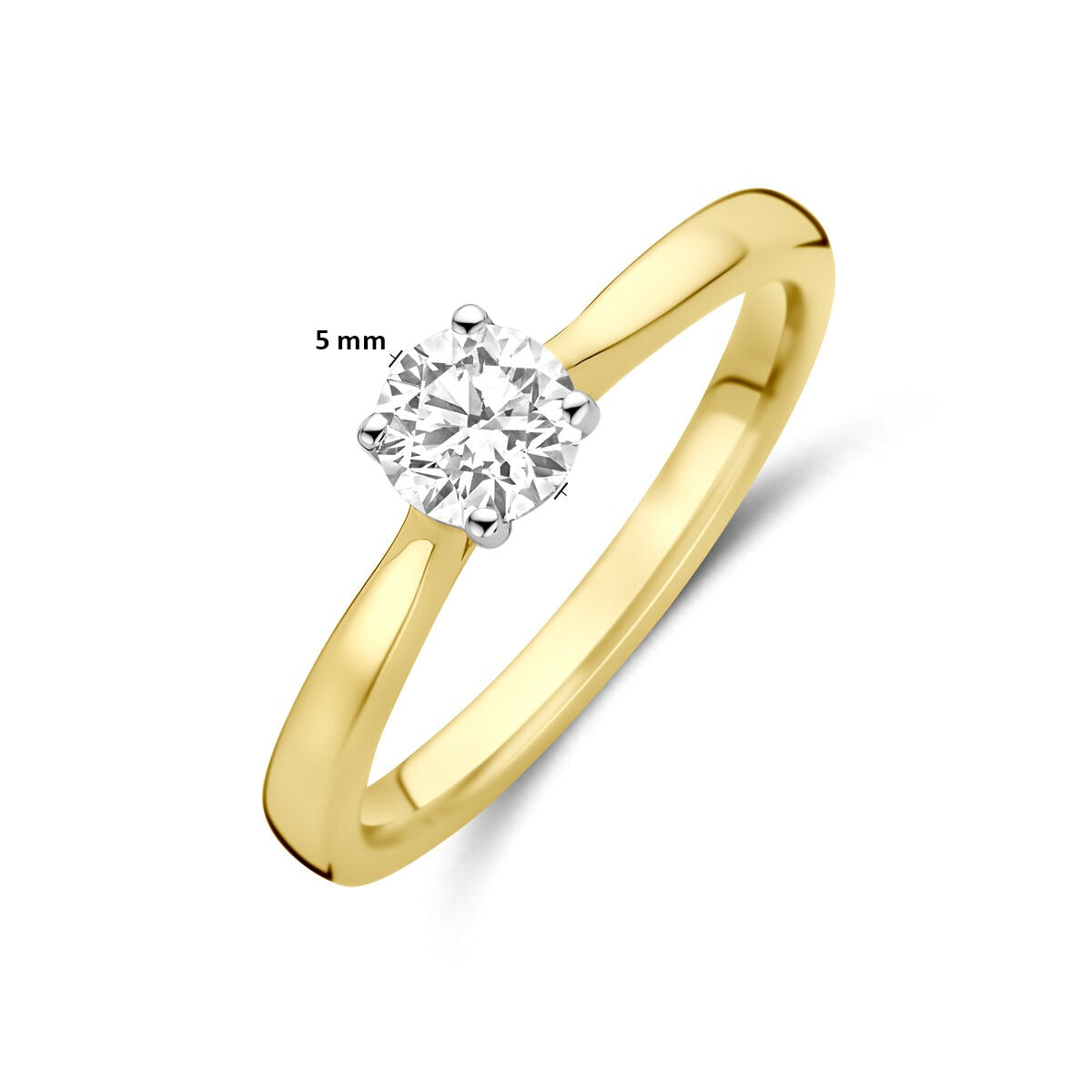 14k Bicolor geel- en witgouden ring met 0.50ct lab grown diamant