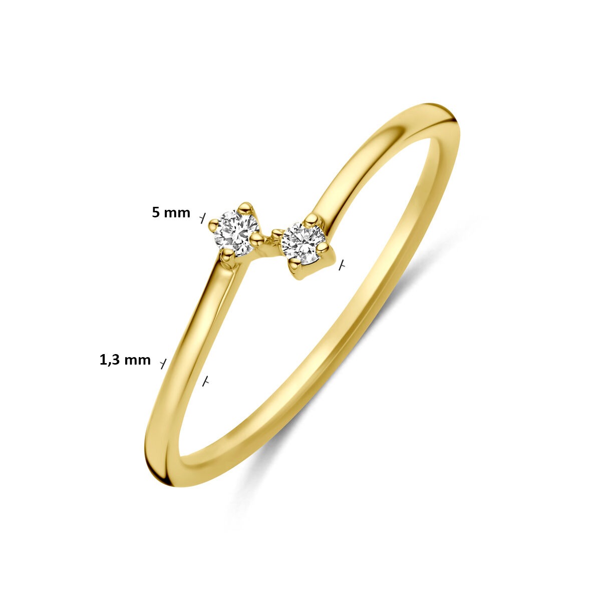 14k Geelgouden Ring met Diamant 0,05 ct
