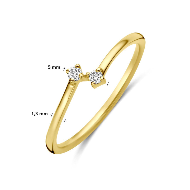 14k Geelgouden Ring met Diamant 0,05 ct