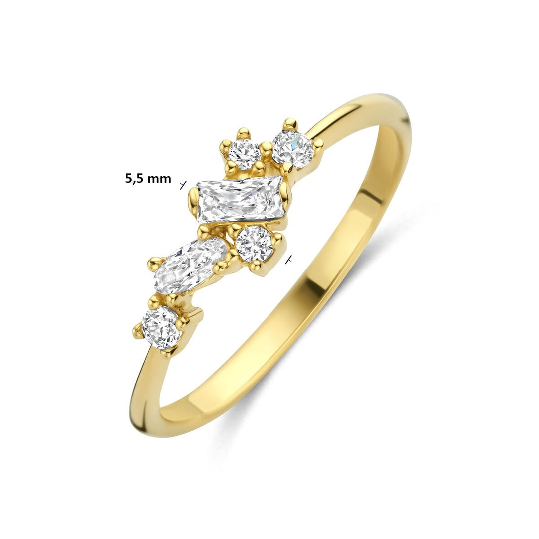14k Geelgouden dames ring met zirkonia in entouragezetting
