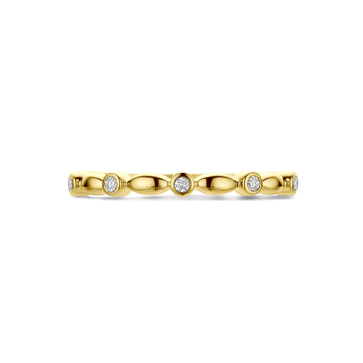 14k Geelgouden damesring met diamant – verfijnde solitaire