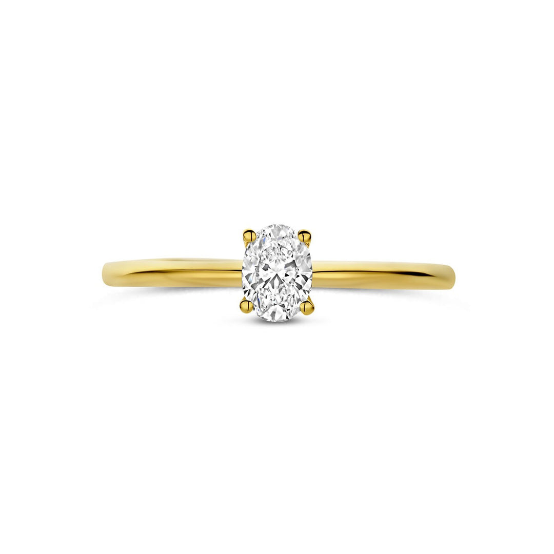 14k Geelgouden ring met lab grown diamant – ovaal 0.30ct