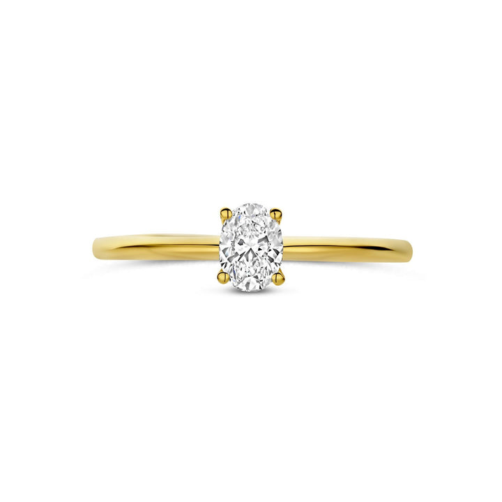 14k Geelgouden ring met lab grown diamant – ovaal 0.30ct