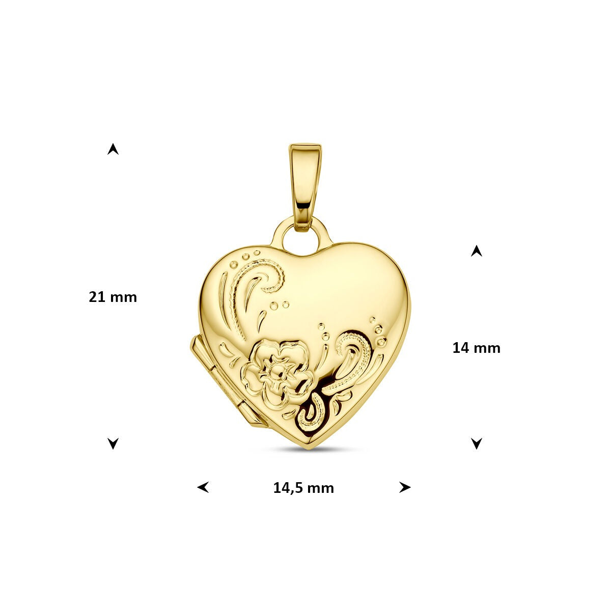 9k Geelgouden hart medaillon met gravure