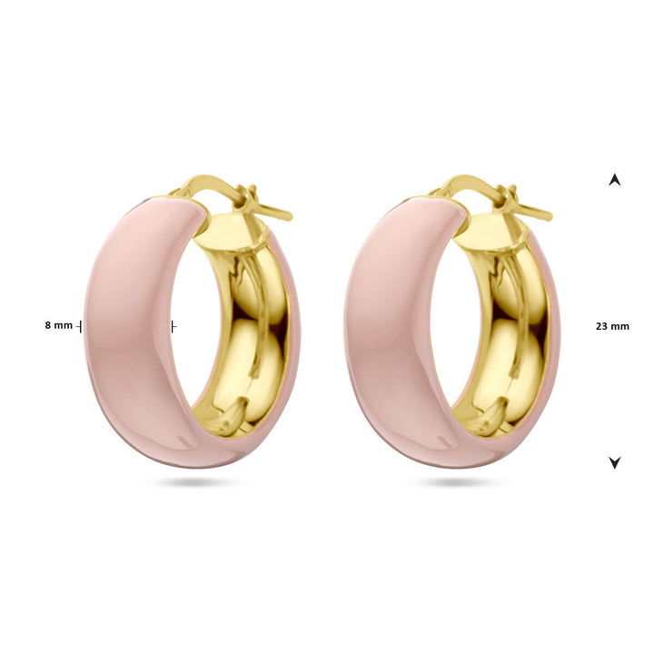 earrings pink enamel 1 micron silver gold plated (yellow)