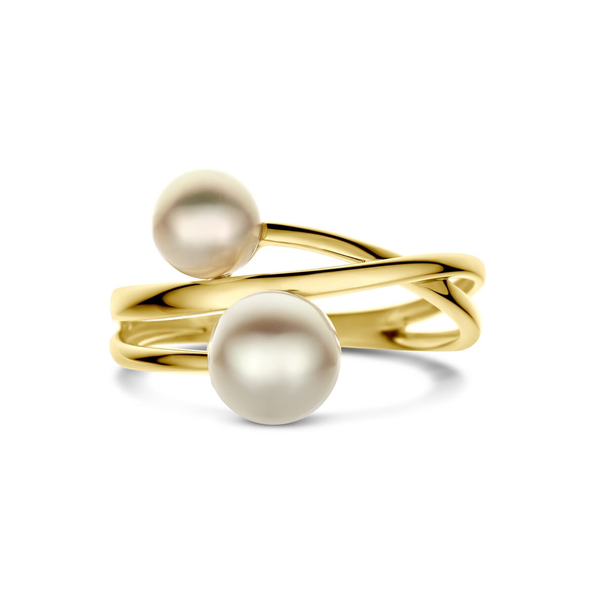 14k geelgouden dames ring met parels