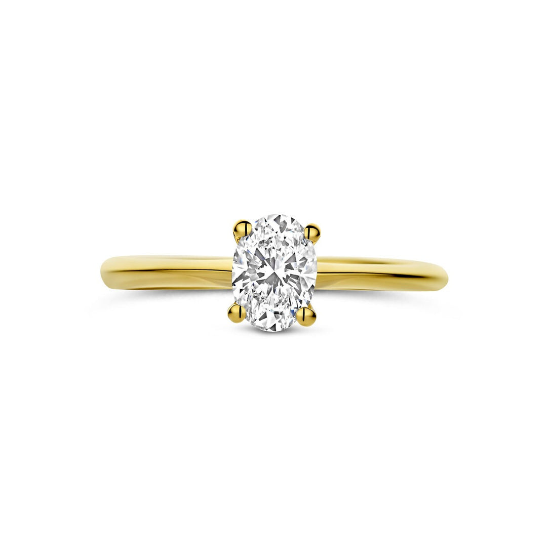 14k Geelgouden ring met lab grown diamant – ovaal geslepen 0.50ct