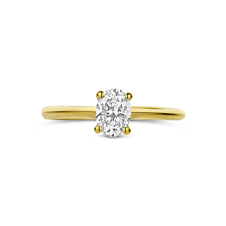 14k Geelgouden ring met lab grown diamant – ovaal geslepen 0.50ct