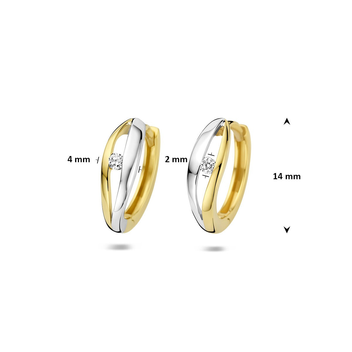 14k bicolor klapoorringen met lab grown diamant