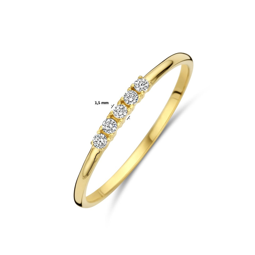 Gouden dames ring – 14k alliance met zirkonia
