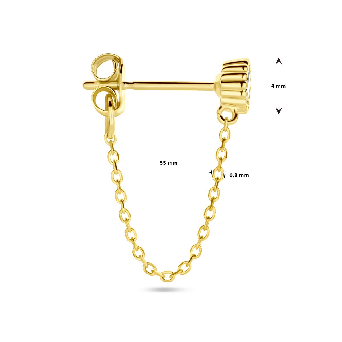 ear stud zirconia per piece 14K yellow gold