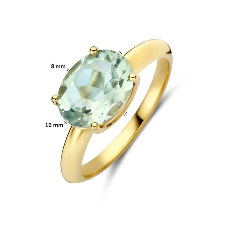 14k Geelgouden ring met groene amethist